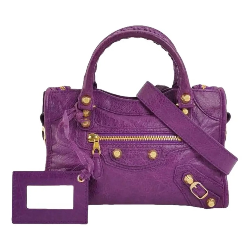 Balenciaga Purple City Bag with Gold Hardware